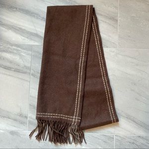 NWOT Geneva 100% Cashmere Brown Scarf With Fringe